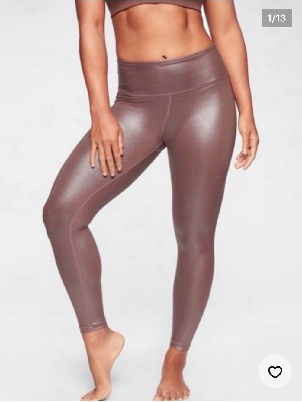 Athleta Faux Leather Elation Shimmer High-Rise Leggings in Cinnamon Burgundy - M